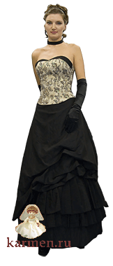 Вечернее платье, модель 215к, черное с золотом